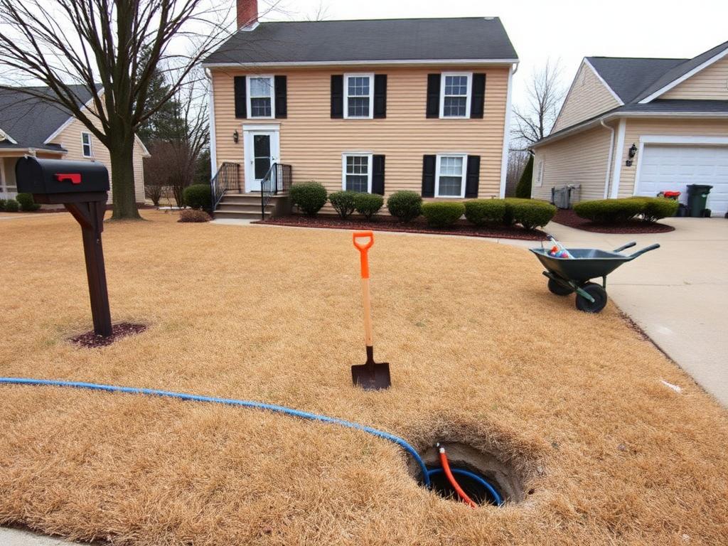 Trenchless sewer replacement — before