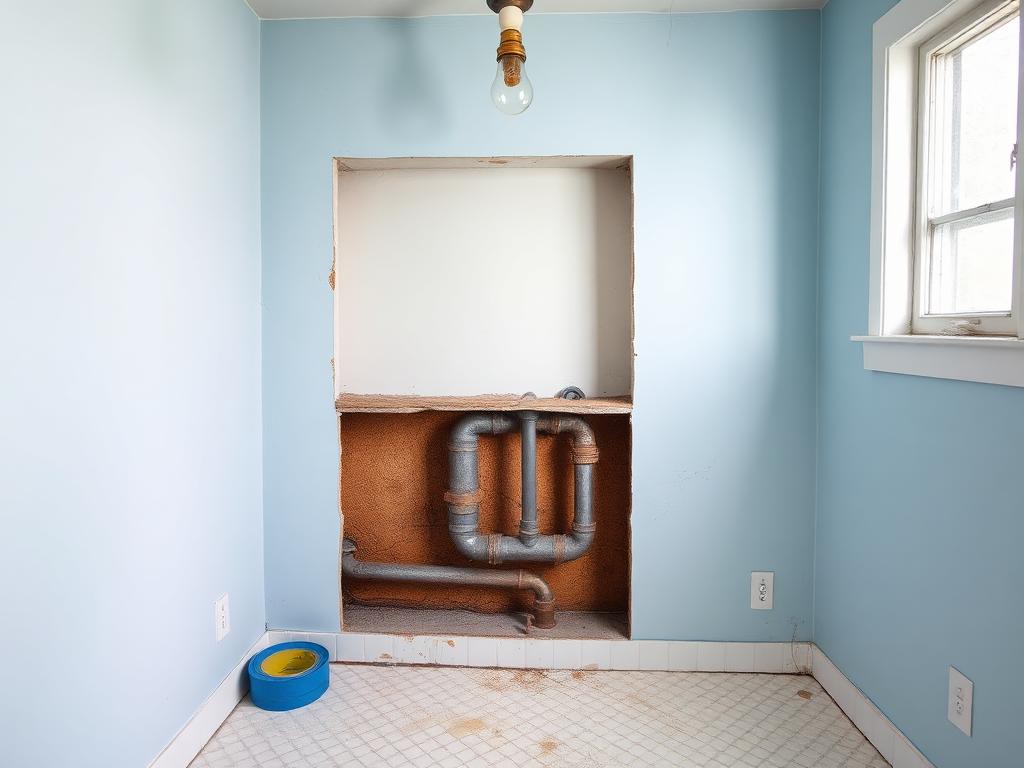 Full bathroom re-pipe — before